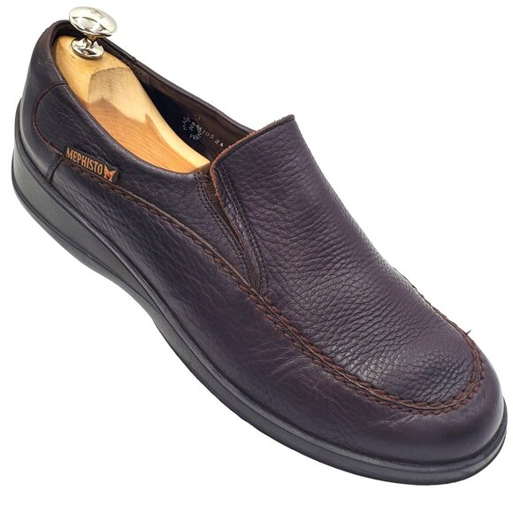 Mephisto Air Jet Men's size 10 Dark Brown Leather Slip On casual loafers Shoes - Picture 1 of 9